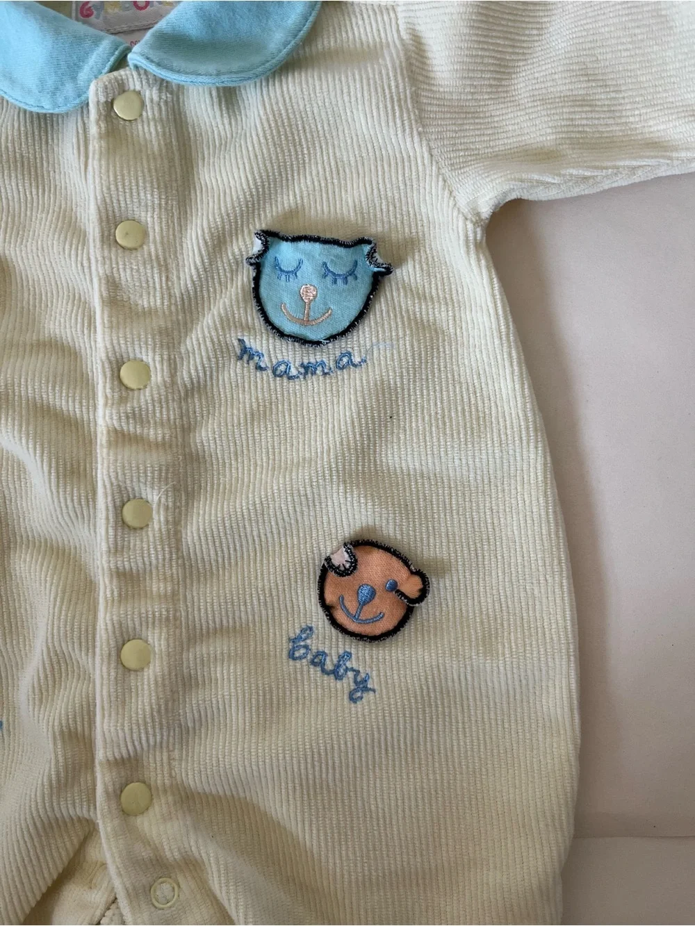 Vintage Gymboree Butter yellow and Light Blue Baby One-Piece Snap up Sleepsuit